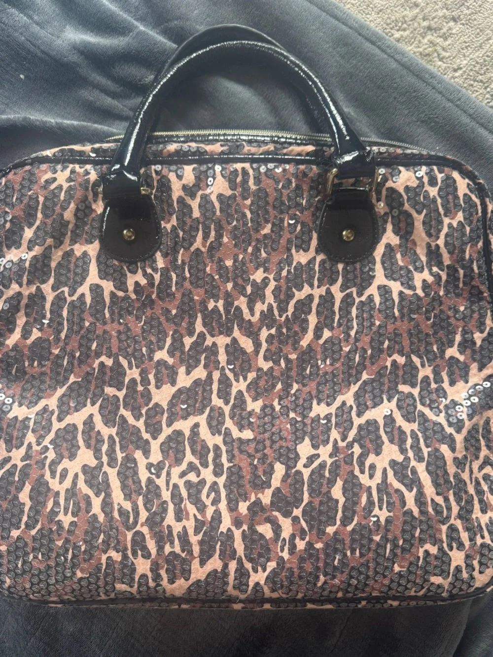 Betsy Johnson Animal Leopard Print Sequined Laptop Case Bag Tote Y2K-2